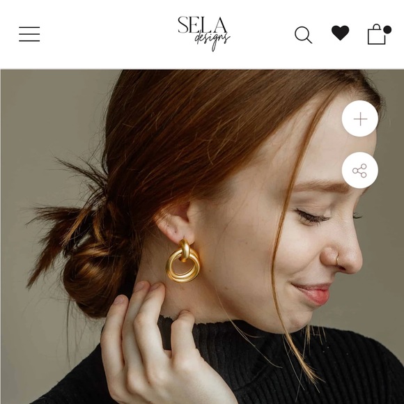 Gold Knot Earrings by Sela Designs - Picture 3 of 4